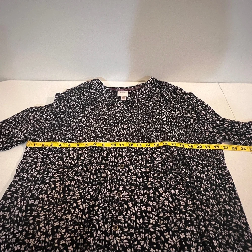 Knox Rose Black Floral Print Long Sleeve Peasant Style Top Hi-L Womens Size XXL - Picture 10 of 12